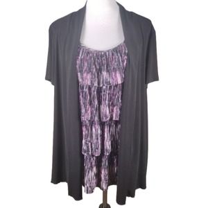 💸🔥$10 Perseption Woman One piece Ruffled Cami & Cardigan Women's 1X Blouse